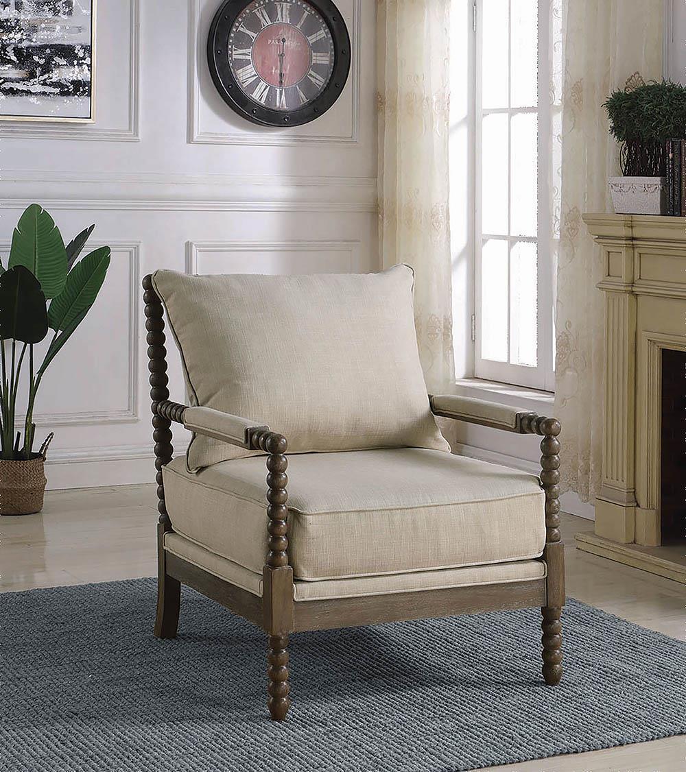 Blanchett Oatmeal/Natural Cushion Back Accent Chair by Coaster at Eve Furniture