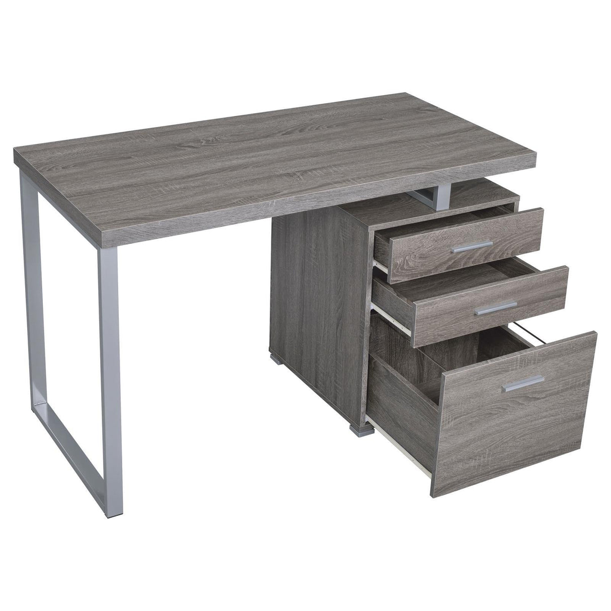 Brennan Weathered Gray 3-Drawer Office Desk by Coaster at Eve Furniture