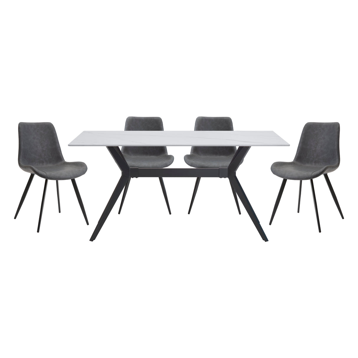 Brixley Black/Gray Faux Marble-Top Dining Set by Homelegance at Eve Furniture