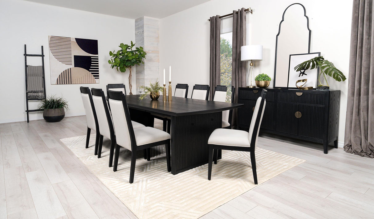 Brookmead Black 9-Piece Extension Leaf Dining Table Set by Coaster at Eve Furniture