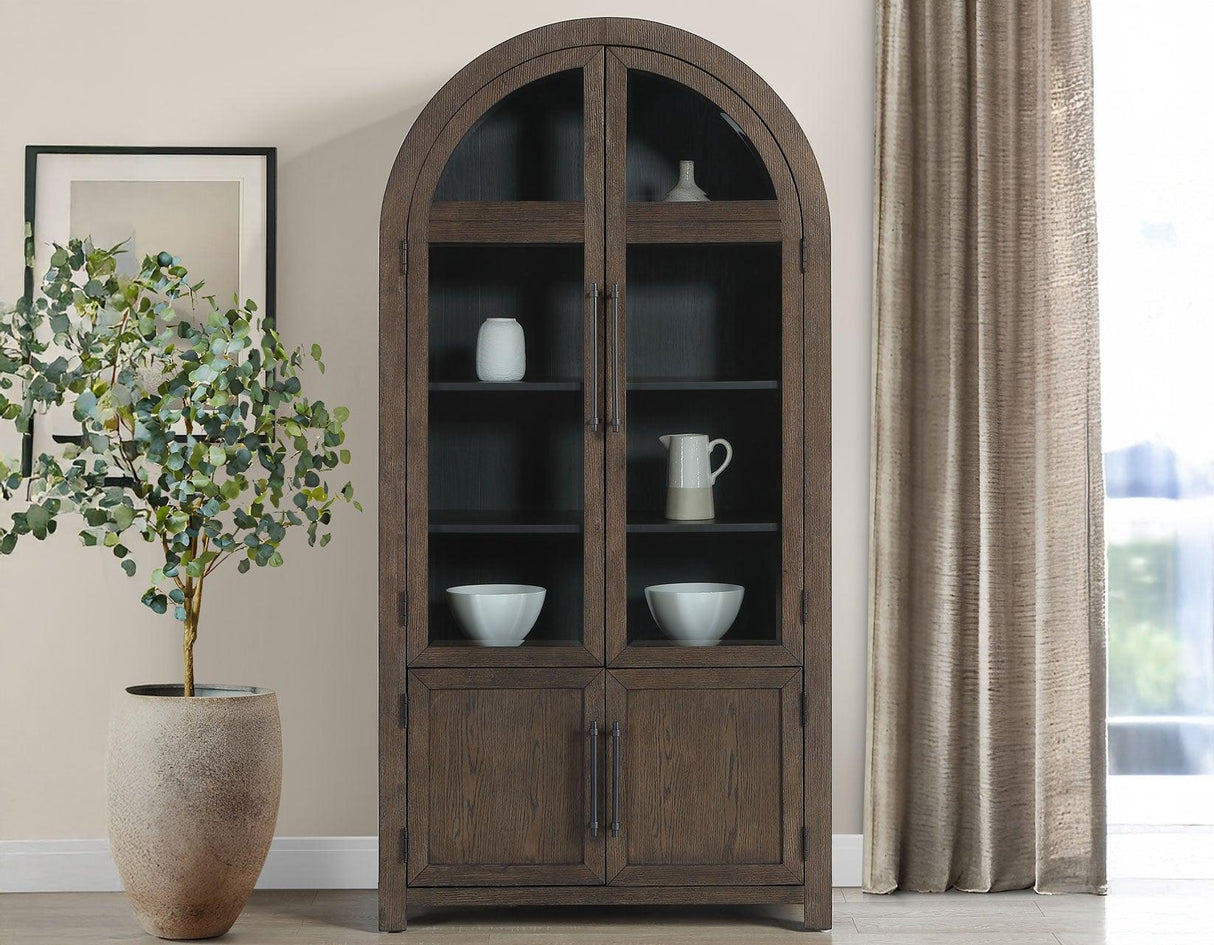 Burlington Cocoa Curio with Black Interior by Steve Silver at Eve Furniture