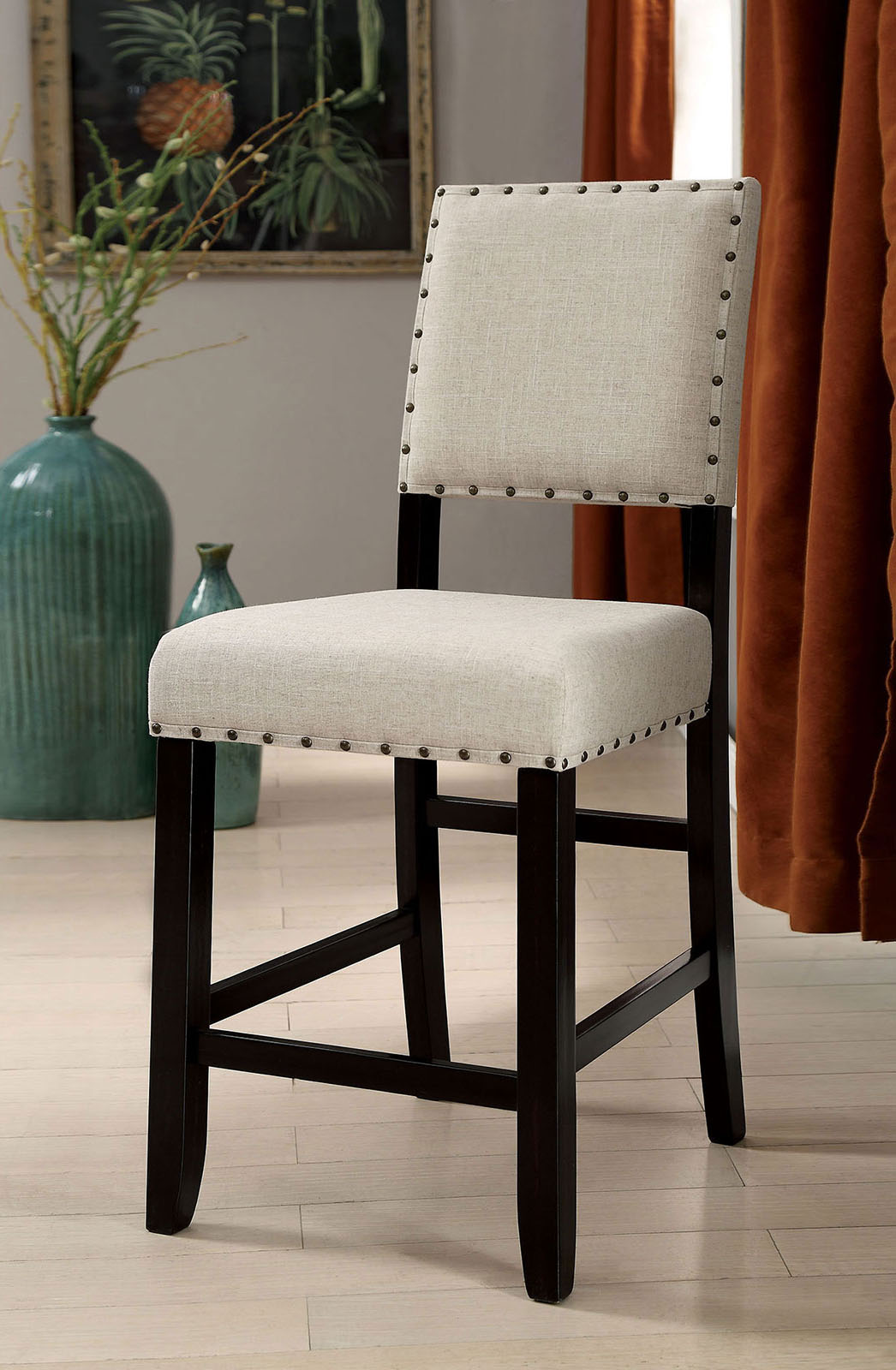 Sania Antique Black/Beige Counter Height Chair by Furniture of America at Eve Furniture