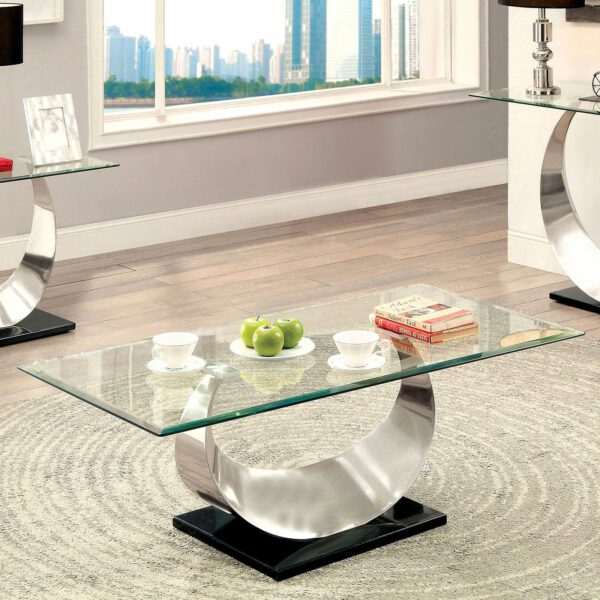 Orla Satin Plated/Black Coffee Table by Furniture of America at Eve Furniture