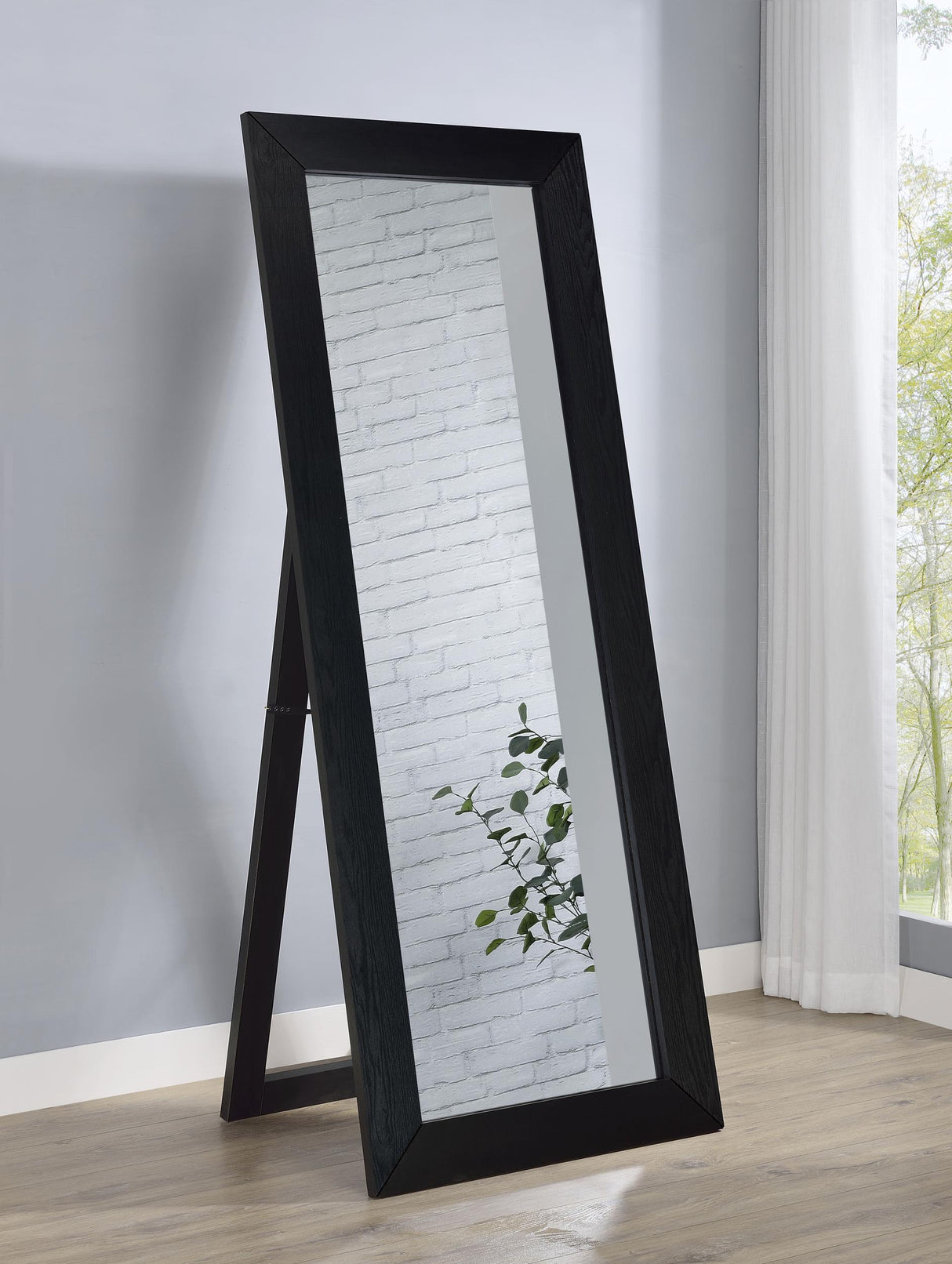 Cadence Black Oak Tempered Glass Full Length Standing Mirror by Coaster at Eve Furniture