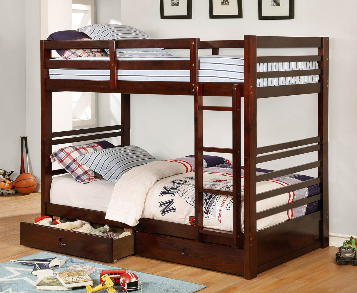 California Dark Walnut Twin/Twin Bunk Bed by Furniture of America at Eve Furniture