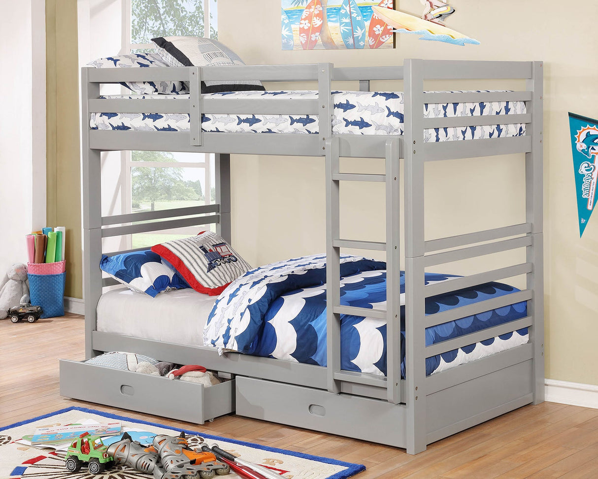 California Gray Twin/Twin Bunk Bed by Furniture of America at Eve Furniture
