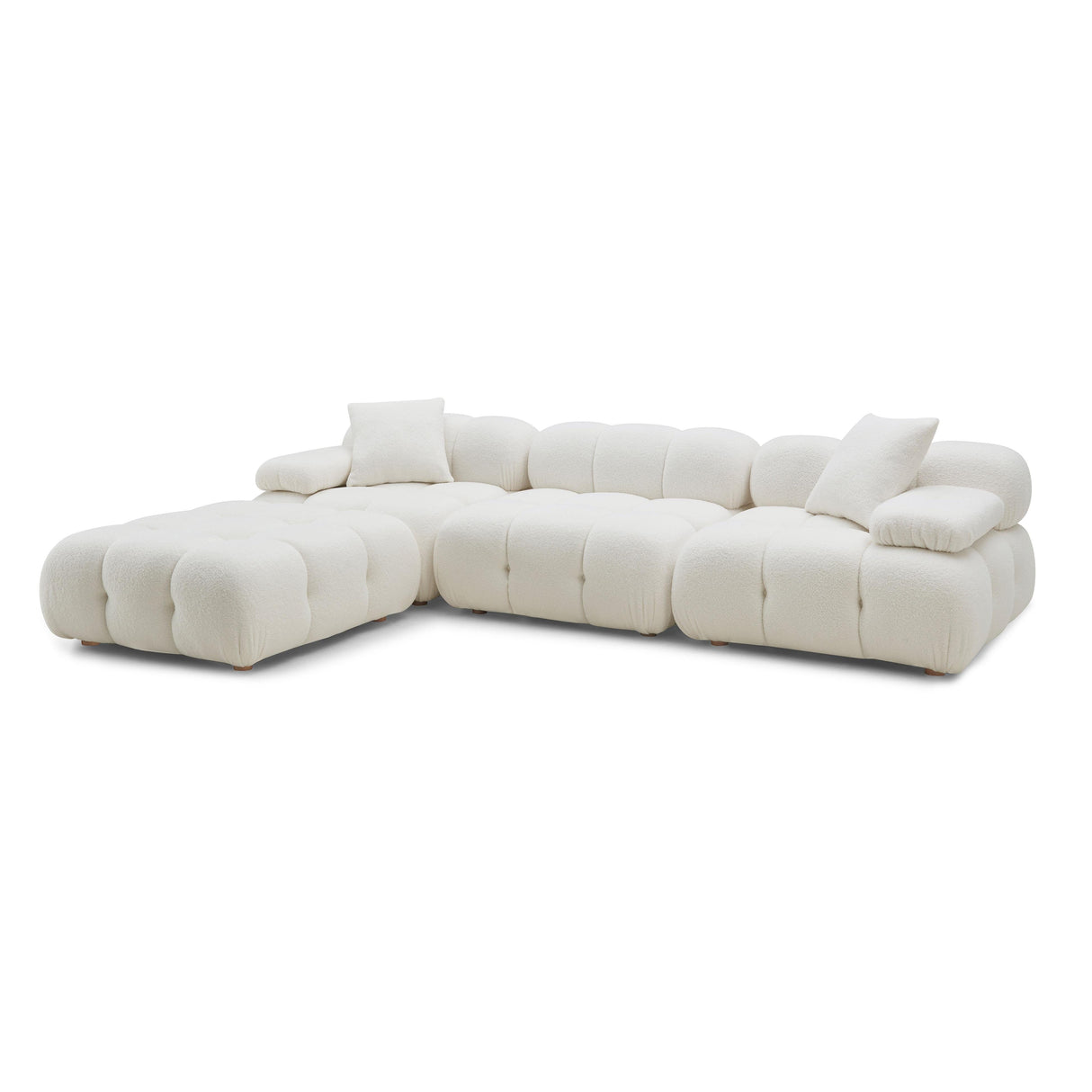 Calliope Cream Vegan Shearling 4-piece Modular Sectional by TOV Furniture at Eve Furniture