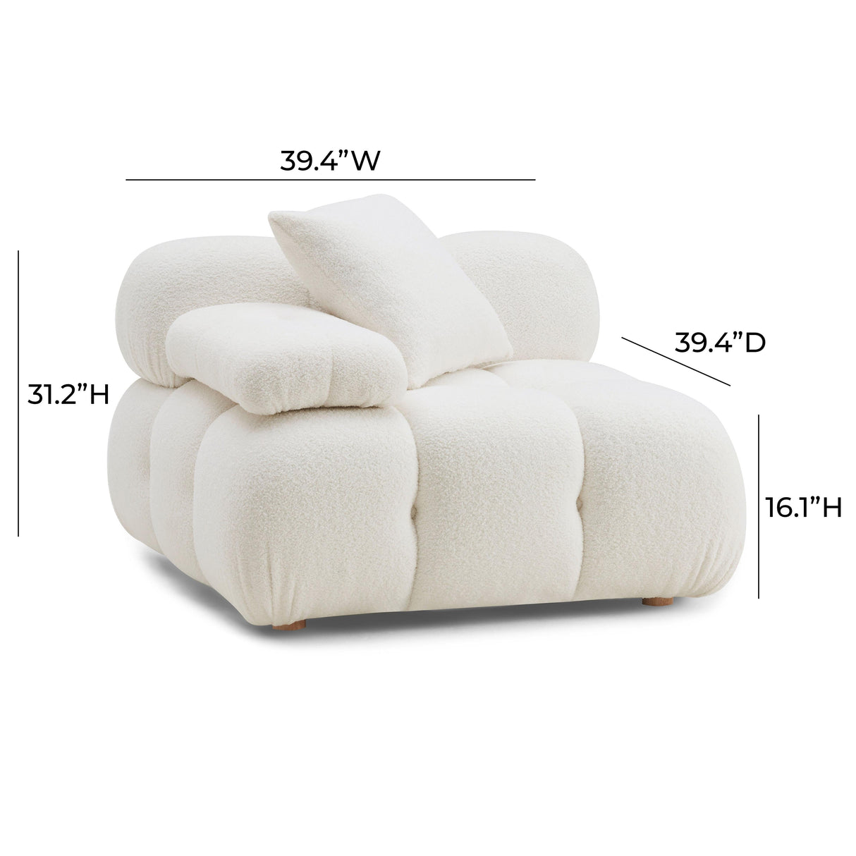 Calliope Cream Vegan Shearling Modular Corner Chair by TOV Furniture at Eve Furniture