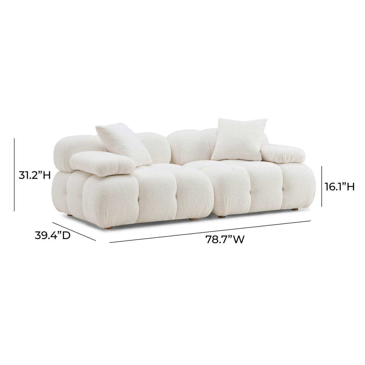 Calliope Cream Vegan Shearling Modular Loveseat by TOV Furniture at Eve Furniture