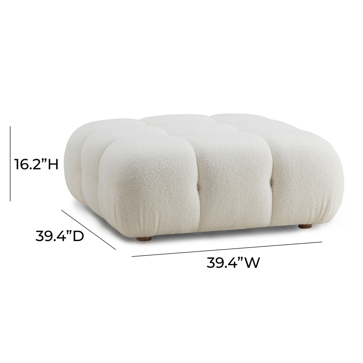 Calliope Cream Vegan Shearling Modular Ottoman by TOV Furniture at Eve Furniture