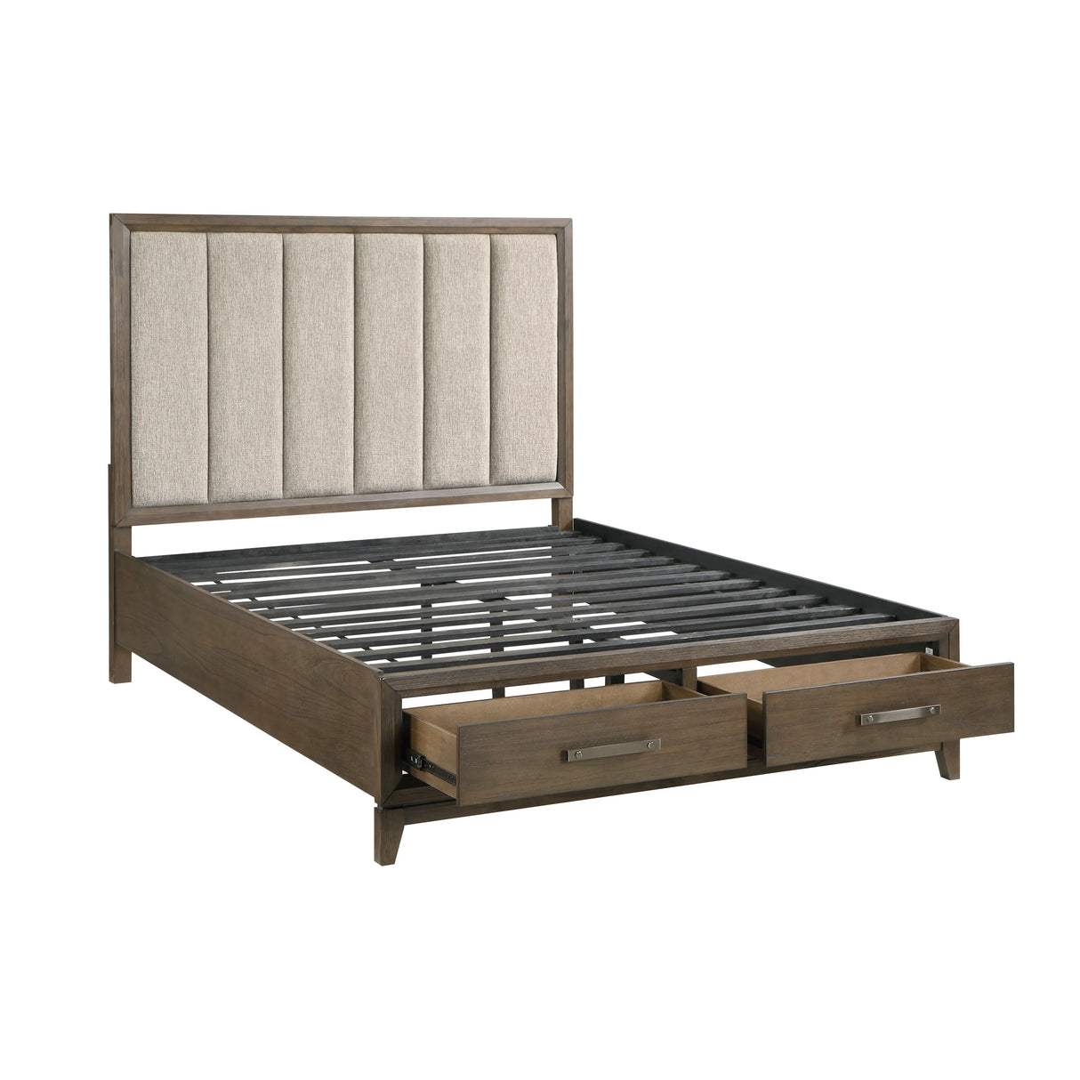 Cambridge Dark Walnut Queen Platform Bed with Footboard Storage by Homelegance at Eve Furniture