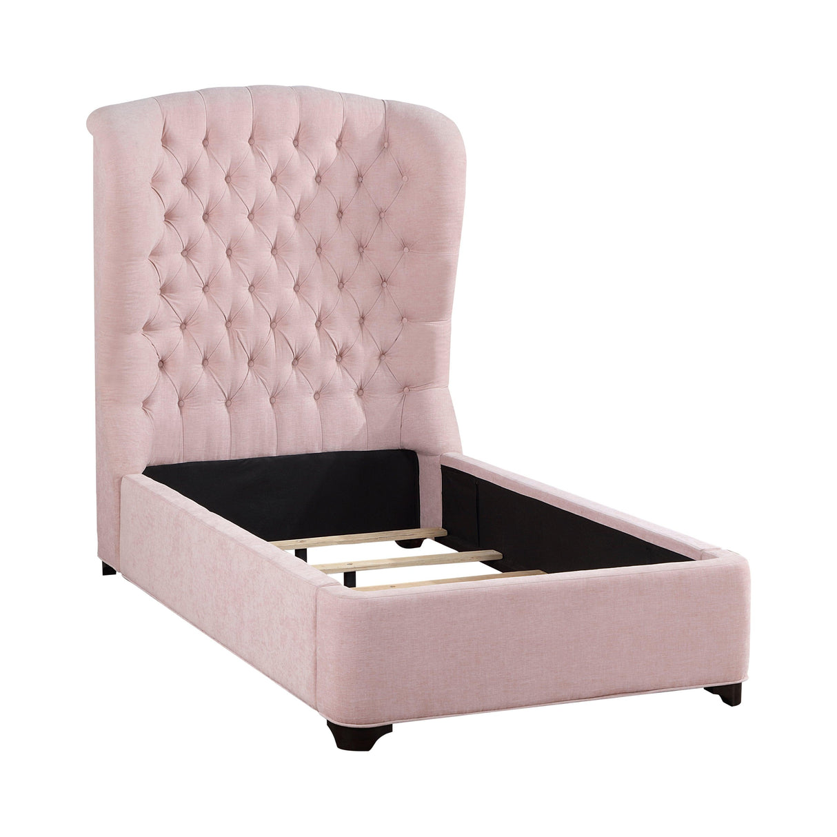 Cameo Pink Twin Upholstered Wingback Bed by Homelegance at Eve Furniture