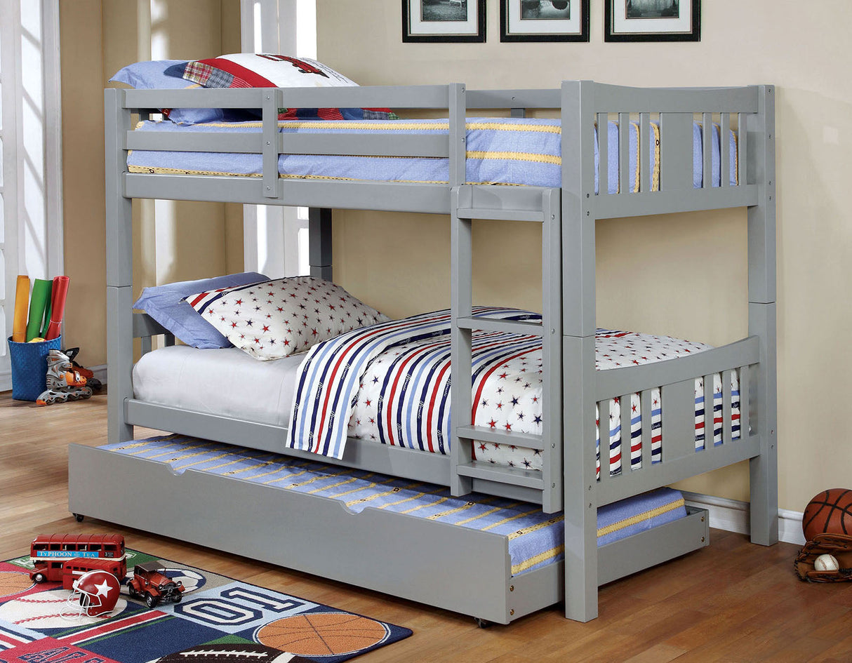 Cameron Gray Twin/Twin Bunk Bed, Gray by Furniture of America at Eve Furniture