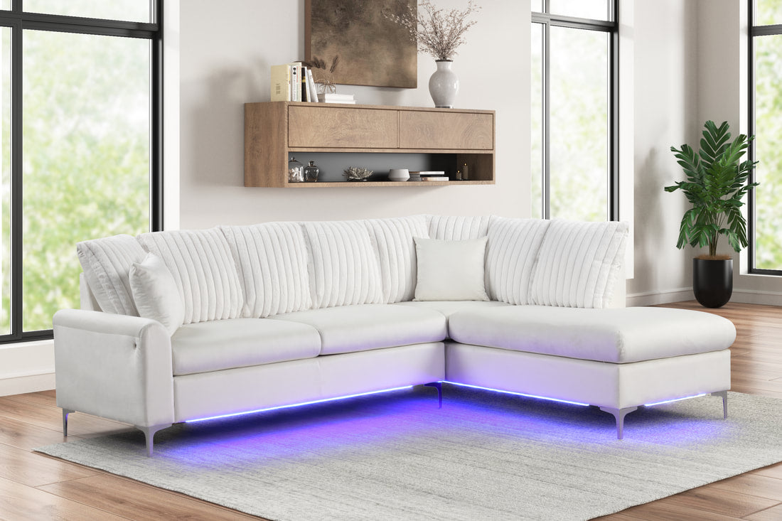 Candy Beige Led Lights Right Arm Facing (RAF) Sectional by Happy Homes at Eve Furniture