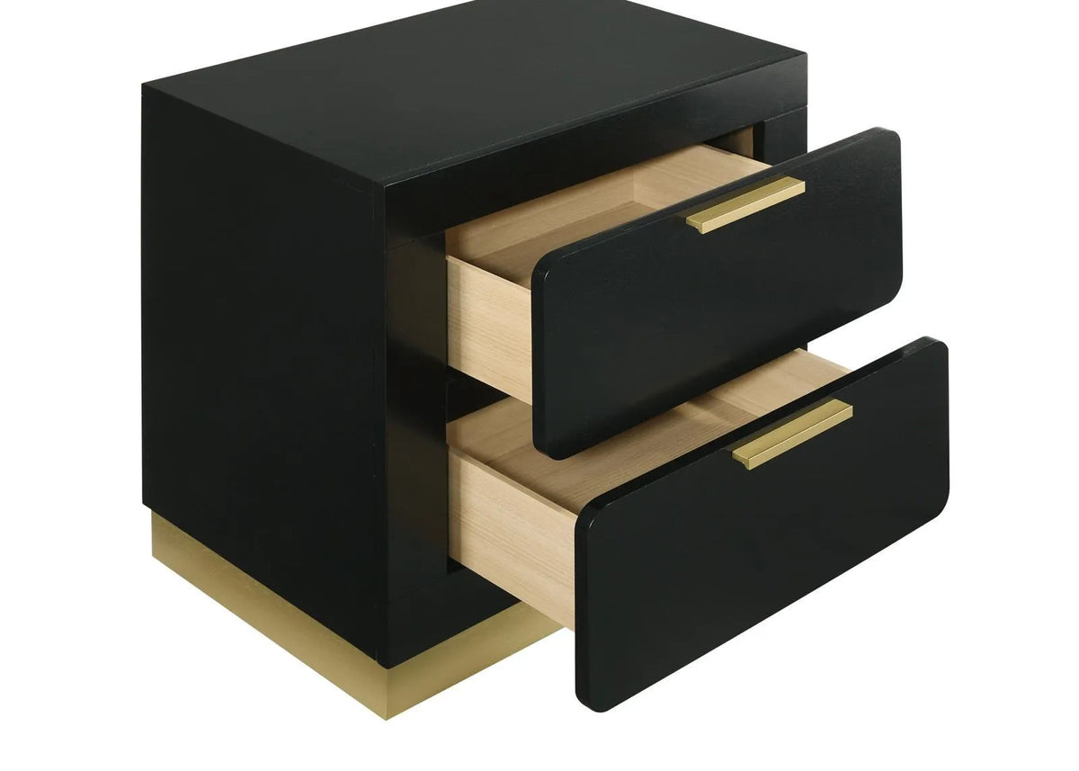 Caraway Black 2-drawer Nightstand Bedside Table by Coaster at Eve Furniture