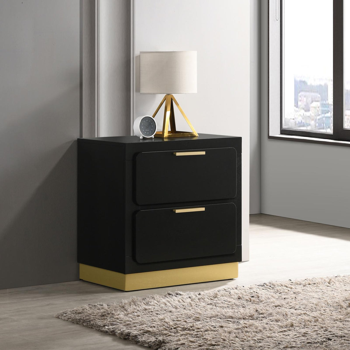 Caraway Black 2-drawer Nightstand Bedside Table by Coaster at Eve Furniture