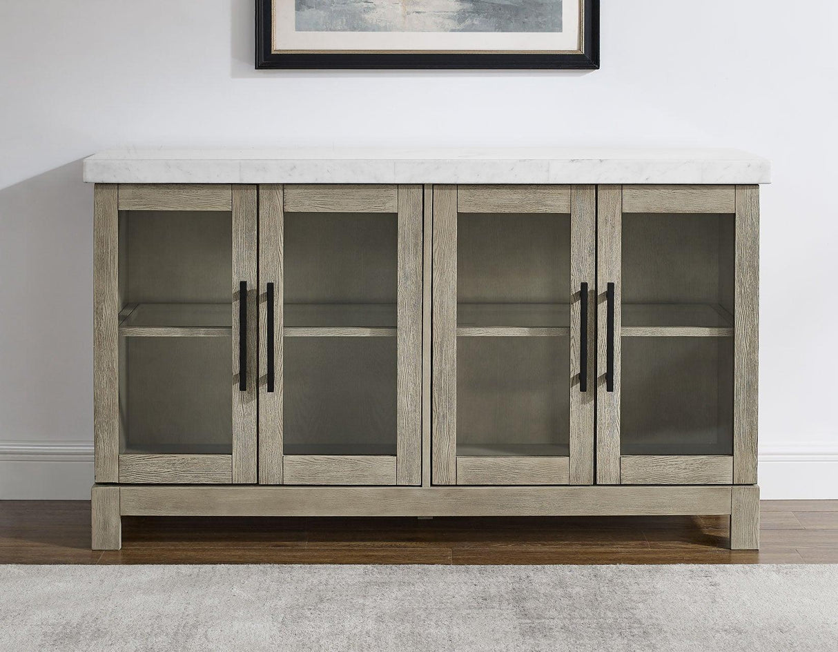 Carena White Marble Top Sideboard with Touch Lighting by Steve Silver at Eve Furniture