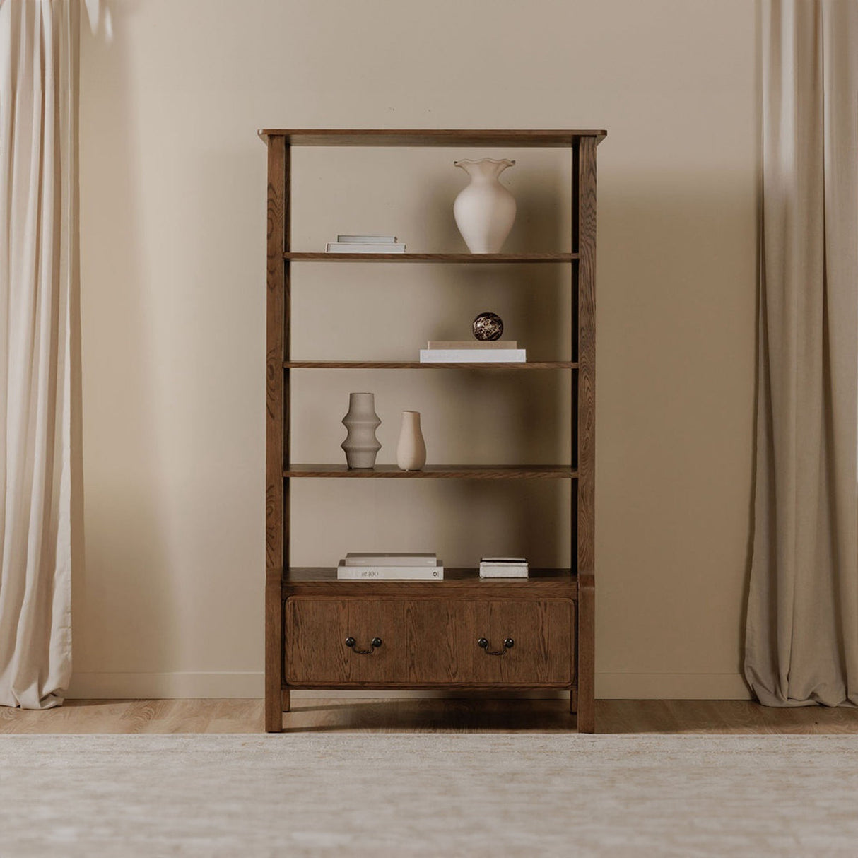 Caroline Warm Brown Bookcase by Moe's Home at Eve Furniture