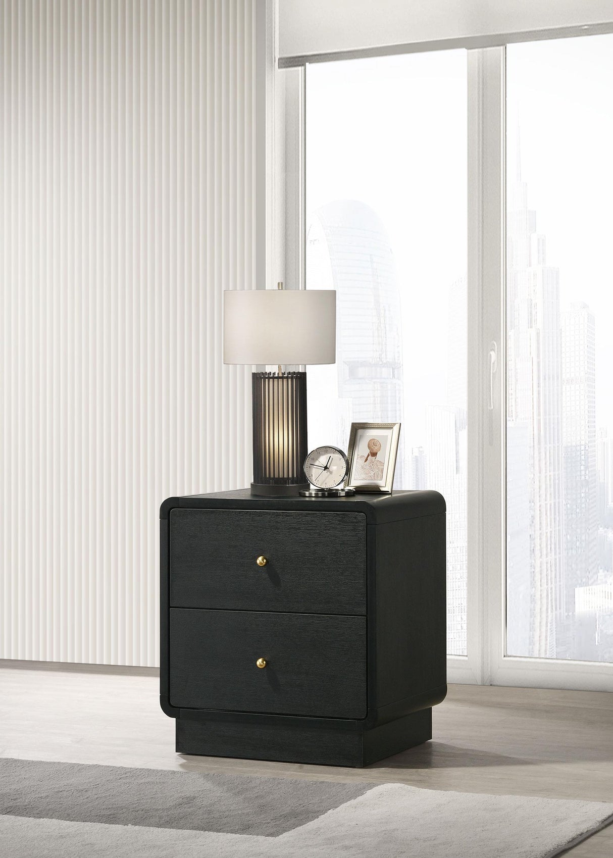 Cavelle Black 2-Drawer Nightstand by Coaster at Eve Furniture