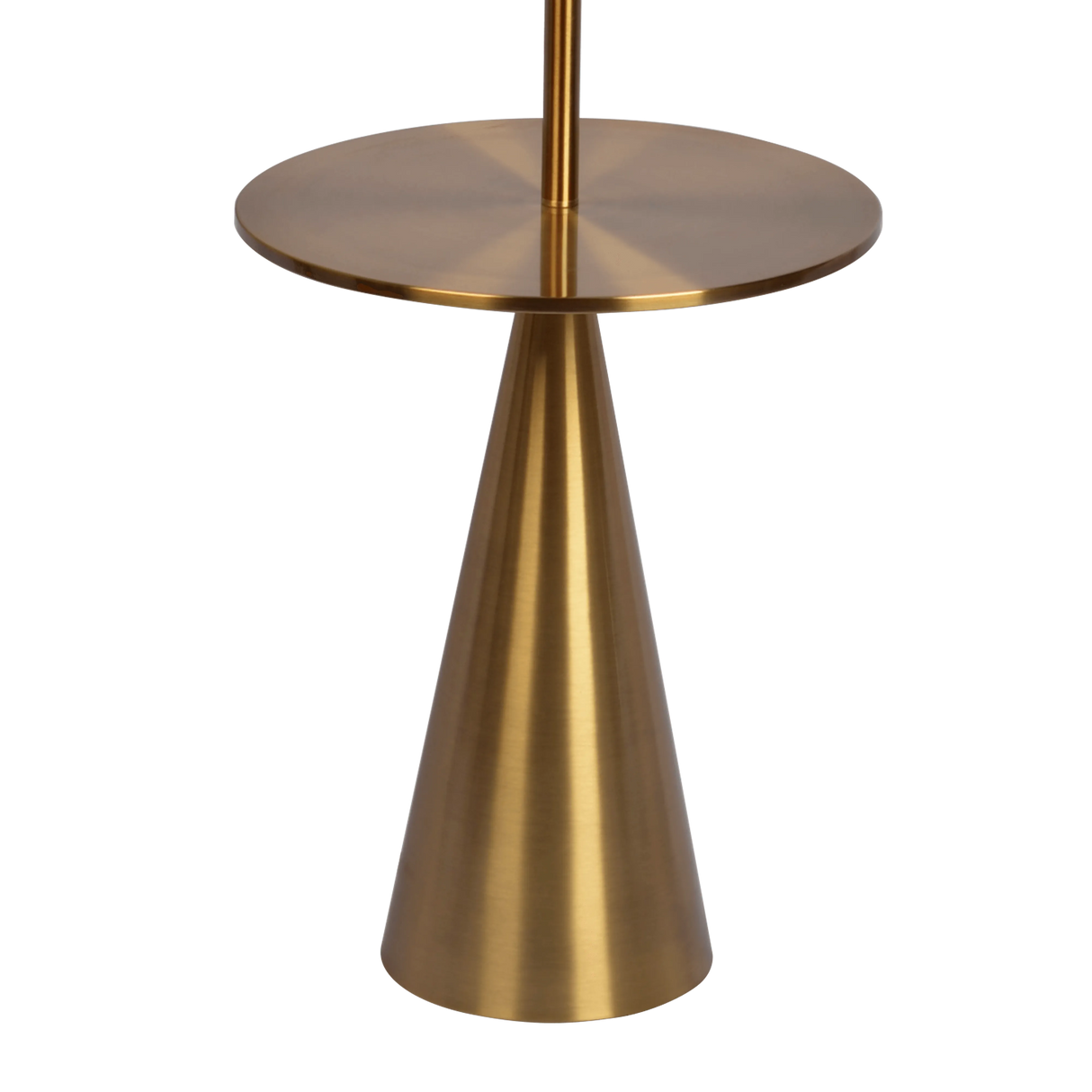 Celestial Modern Floor Lamp with Brass Accent Table with Large White Shade by Ashcroft Imports at Eve Furniture