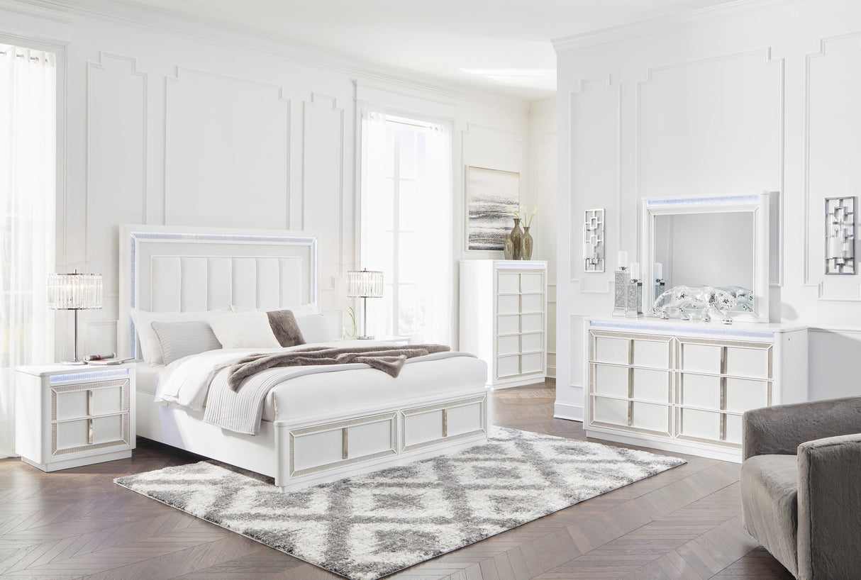 Chalanna White Upholstered Panel Storage Bedroom Set by Ashley at Eve Furniture