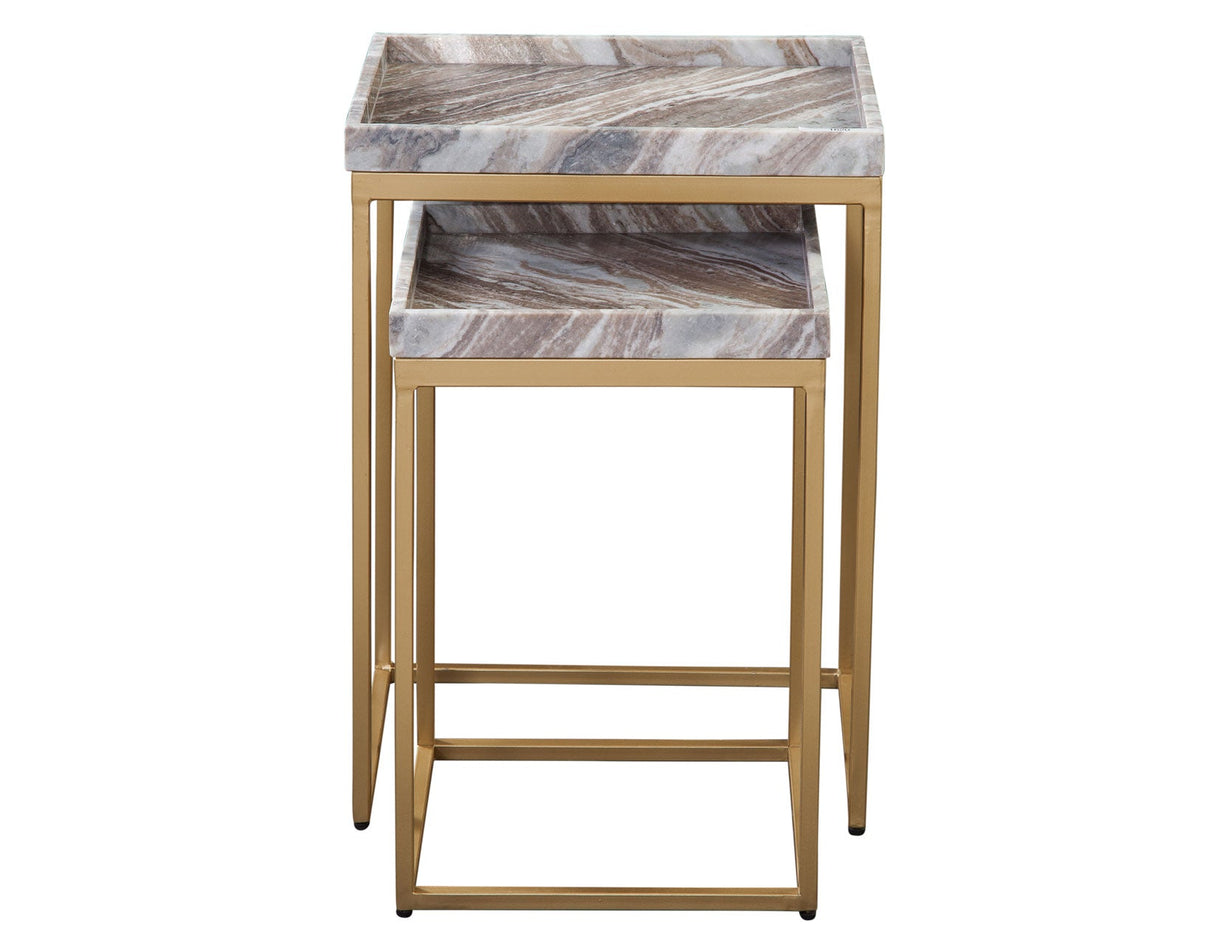 Chantel Brown Solid Marble Top Nesting Tables by Steve Silver at Eve Furniture