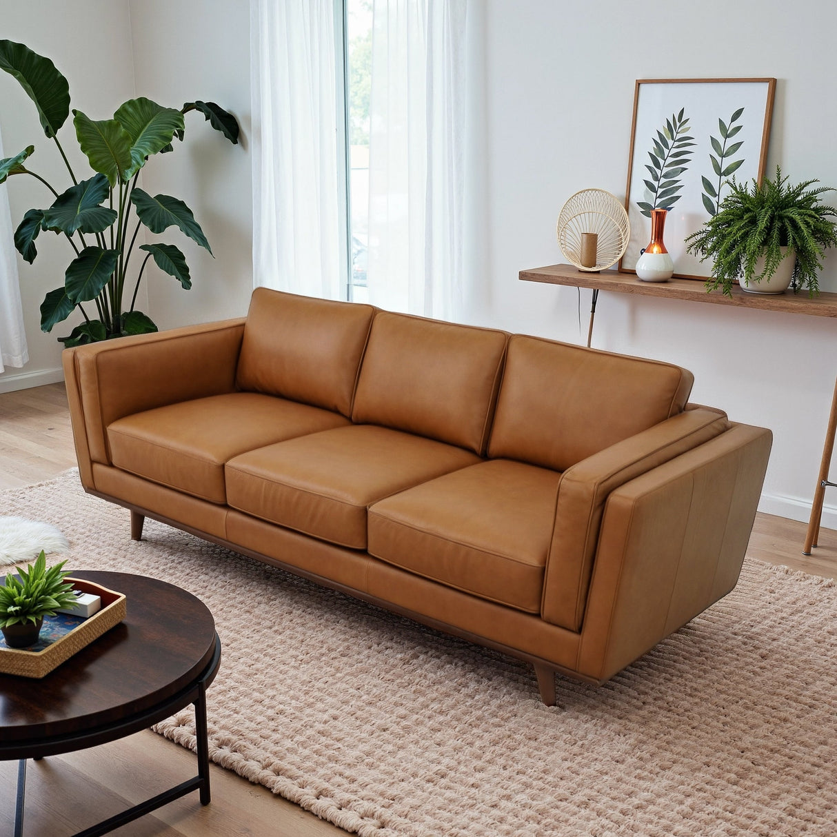 Chase Mid Century Modern Genuine Leather Sofa by Ashcroft Imports at Eve Furniture