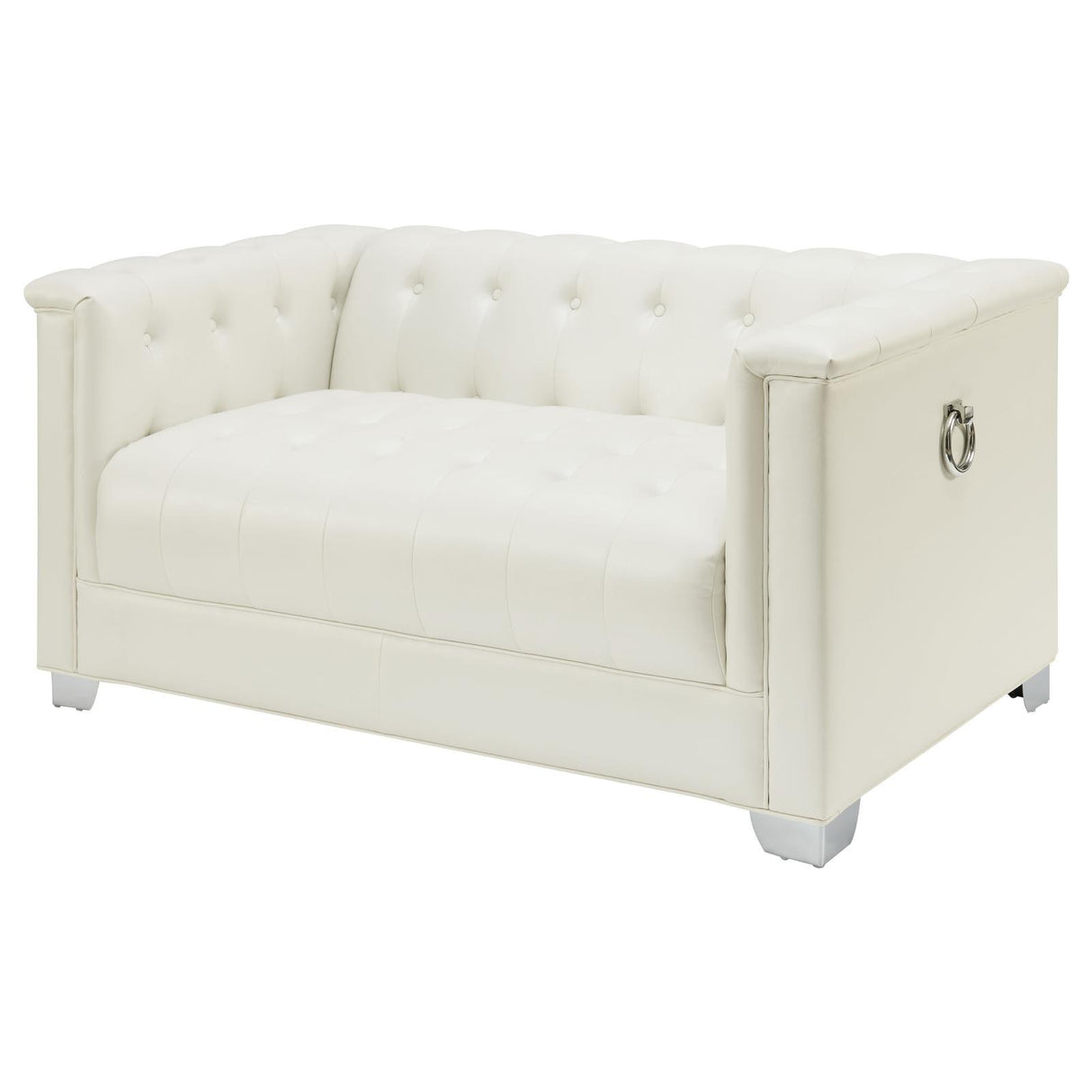 Chaviano Pearl White Tufted Upholstered Loveseat by Coaster at Eve Furniture