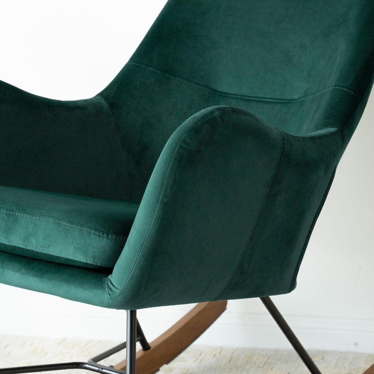 Chelsea Green Velvet Rocking Chair by Ashcroft Imports at Eve Furniture