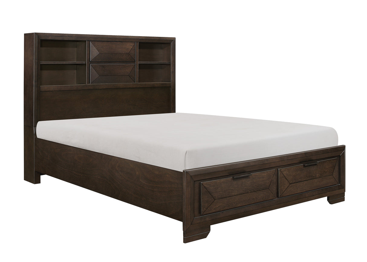 Chesky Warm Espresso Bookcase Storage Platform Bedroom Set by Homelegance at Eve Furniture