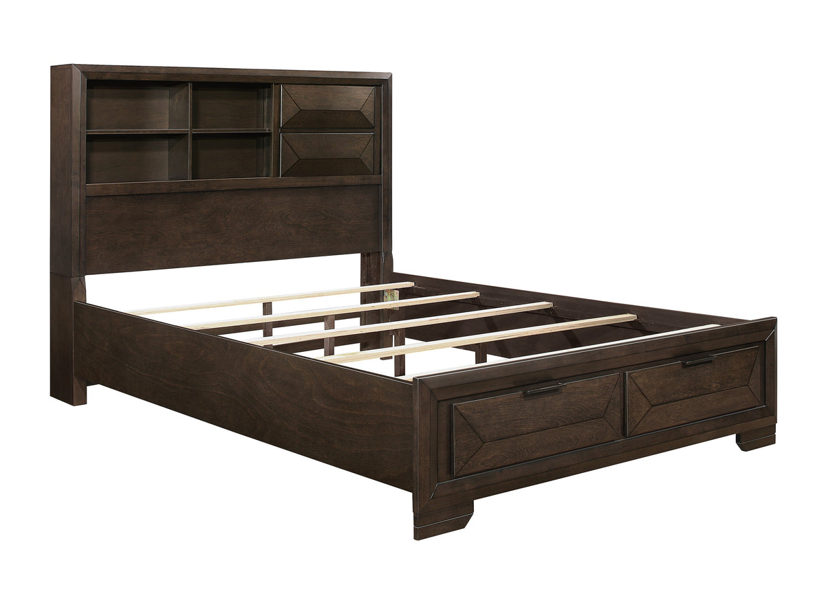 Chesky Warm Espresso Bookcase Storage Platform Bedroom Set by Homelegance at Eve Furniture