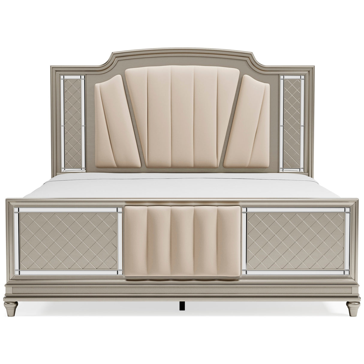 Chevanna Platinum 5-Piece King LED Upholstered Panel Bedroom Set by Ashley at Eve Furniture