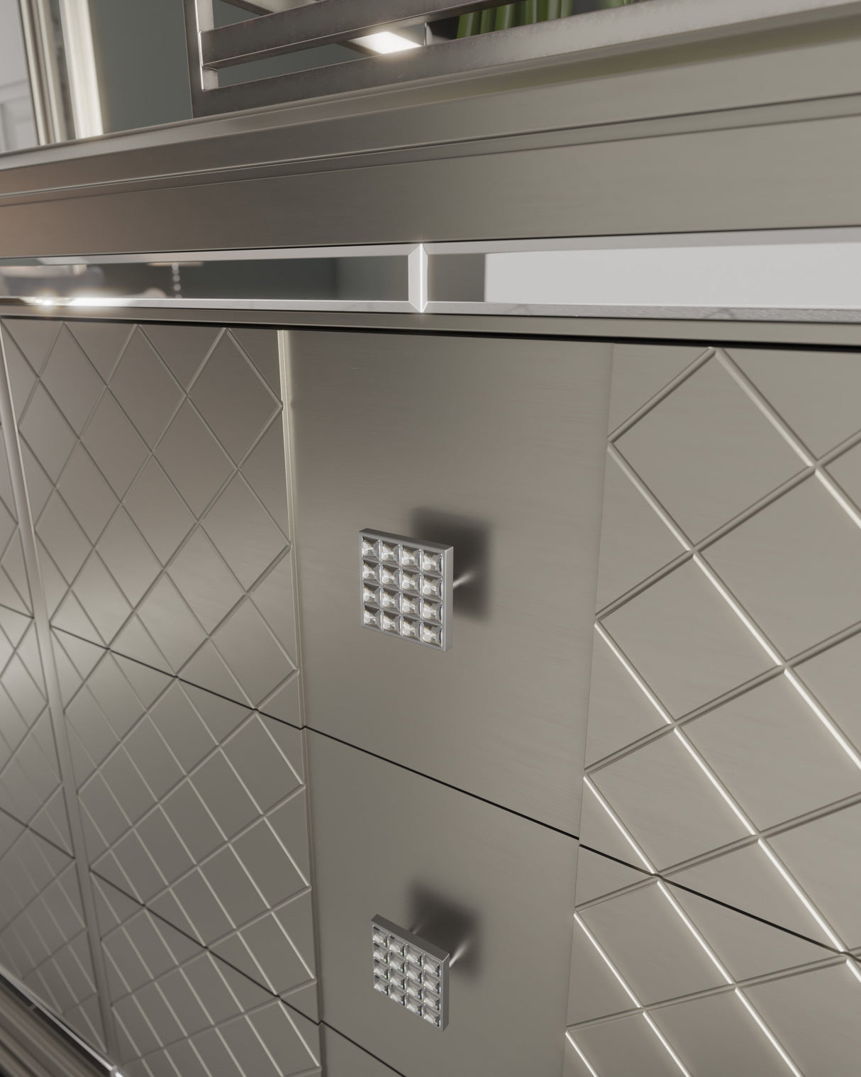 Chevanna Platinum 5-Piece King LED Upholstered Panel Bedroom Set by Ashley at Eve Furniture