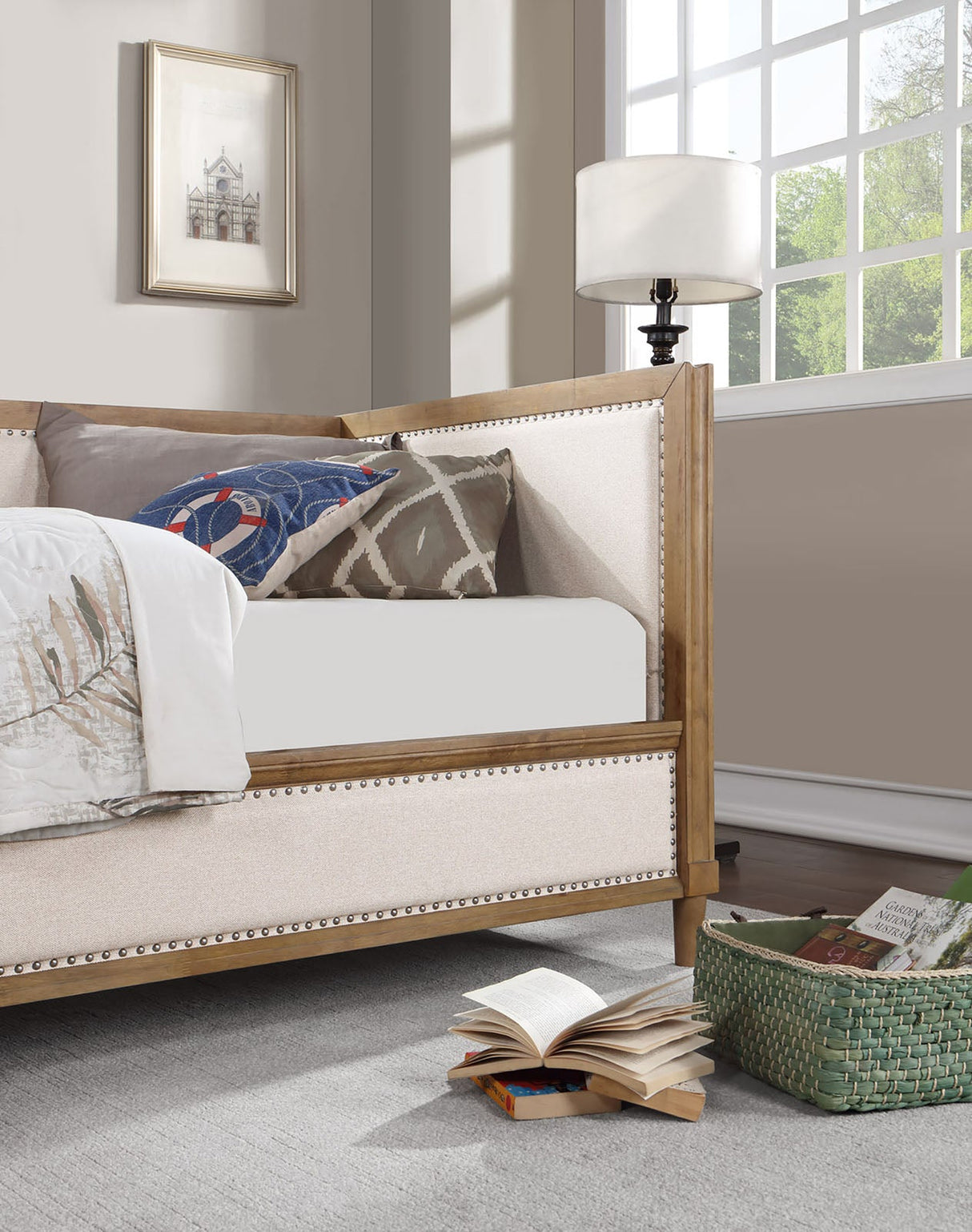 Chiron Light Oak/Beige Bed by Furniture of America at Eve Furniture