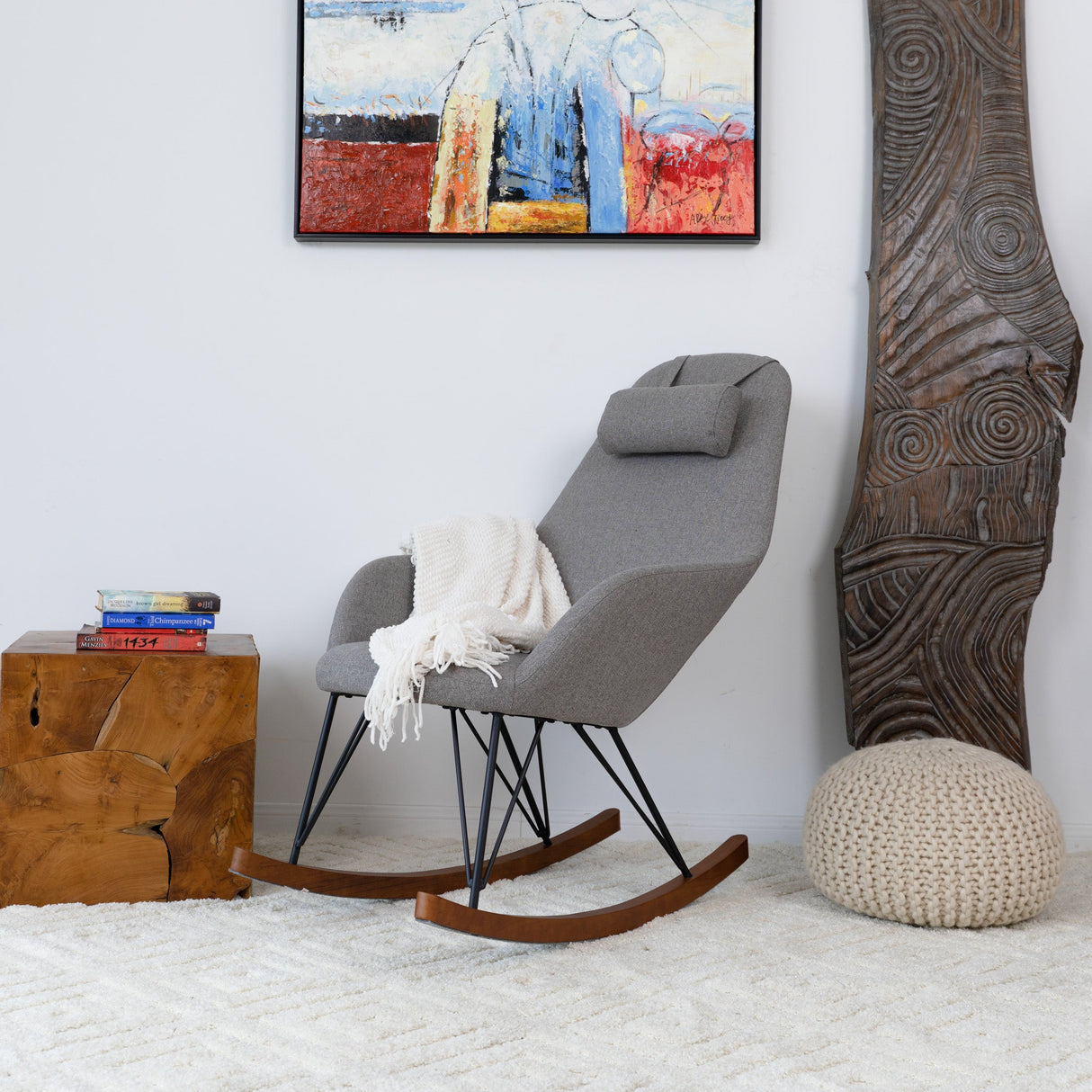 Chloe Mid Century Modern Rocker Livingroom And Bedroom Chair by Ashcroft Imports at Eve Furniture