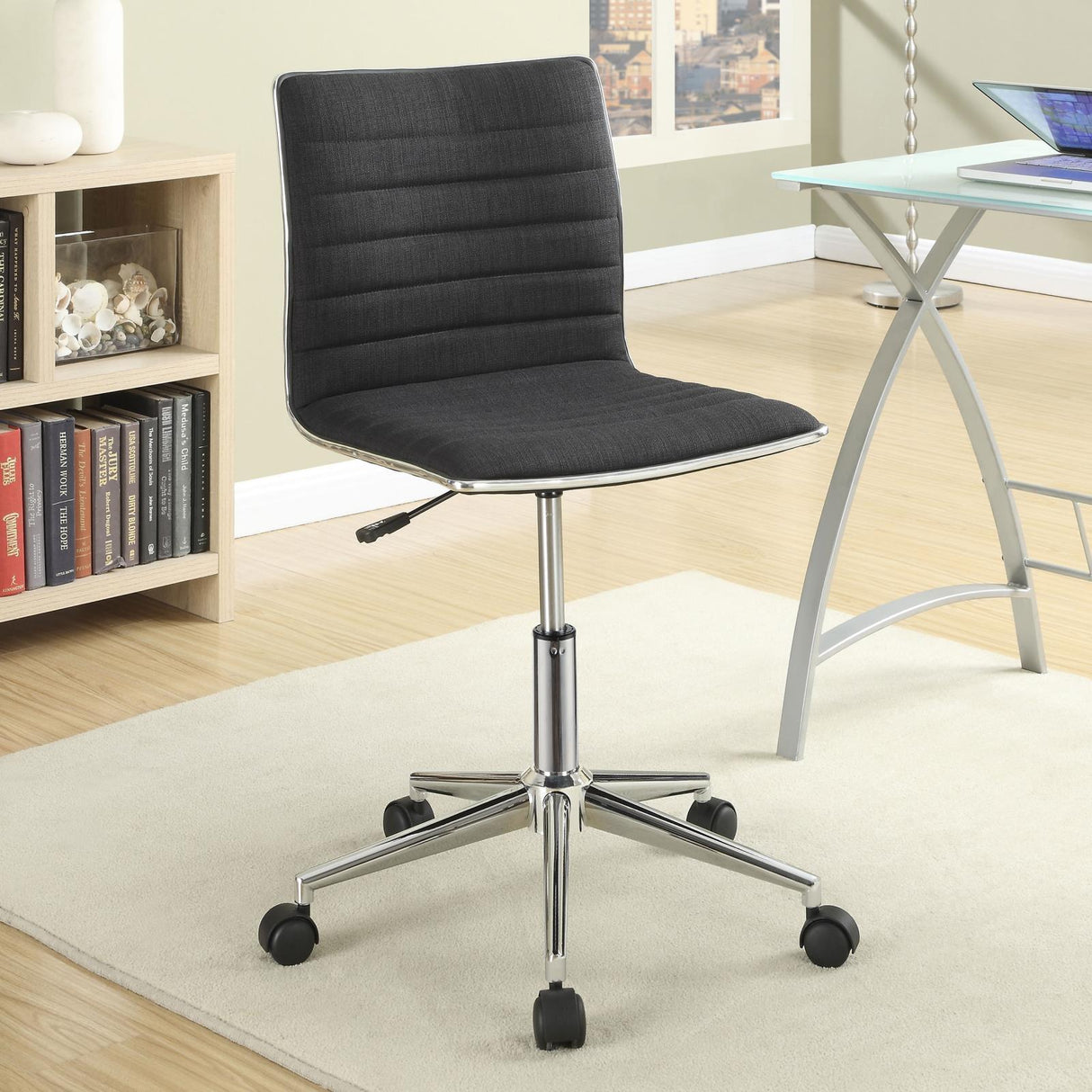 Chryses Black/Chrome Adjustable Height Office Chair by Coaster at Eve Furniture