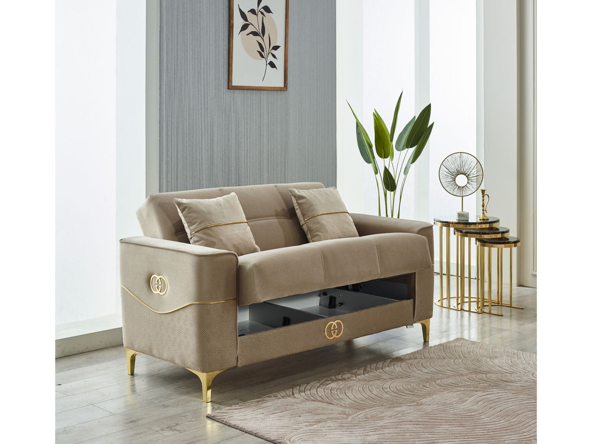 Clara 4-pieces (Sofa & Loveseat & 2 Chair) Livingroom Set Beige - Clearance