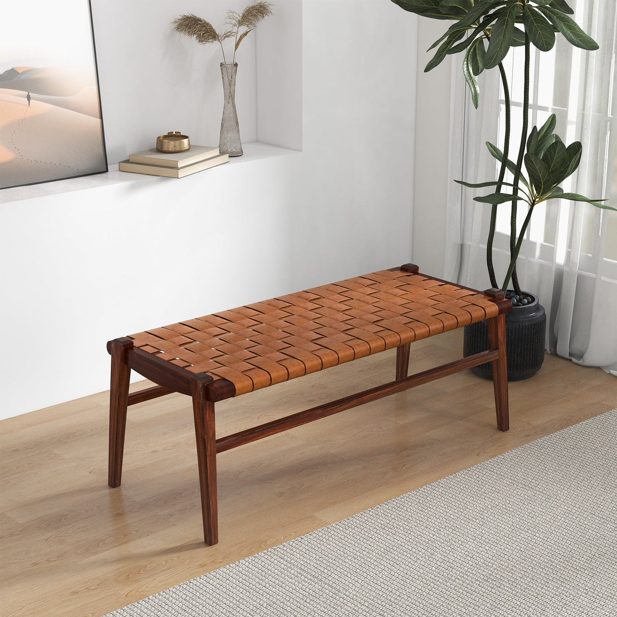 Cody Tan Leather Bench by Ashcroft Imports at Eve Furniture