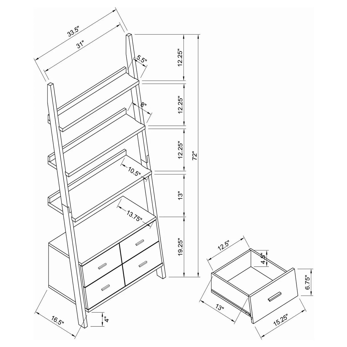 Colella Cappuccino 3-Piece Storage Ladder Bookcase Set by Coaster at Eve Furniture