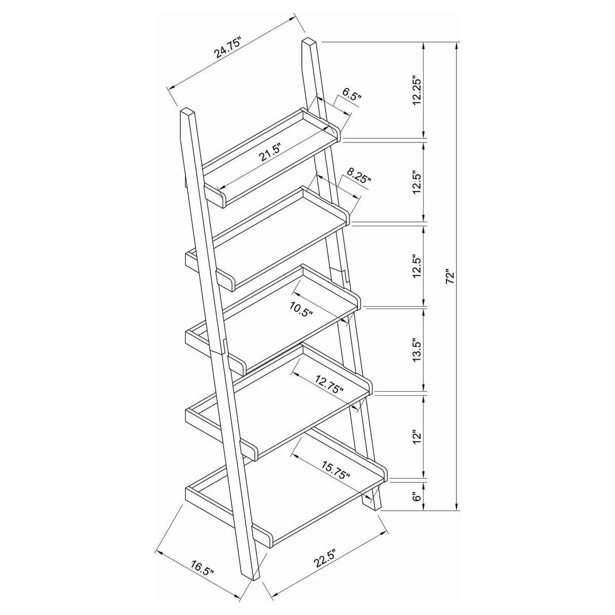 Colella Cappuccino 3-Piece Storage Ladder Bookcase Set by Coaster at Eve Furniture
