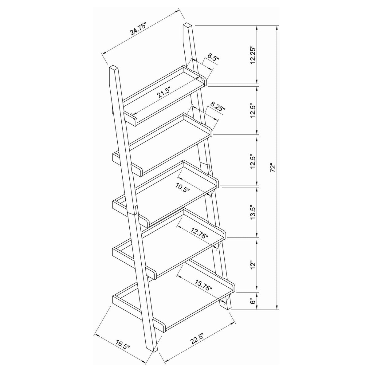 Colella Cappuccino 5-Shelf Ladder Bookcase by Coaster at Eve Furniture