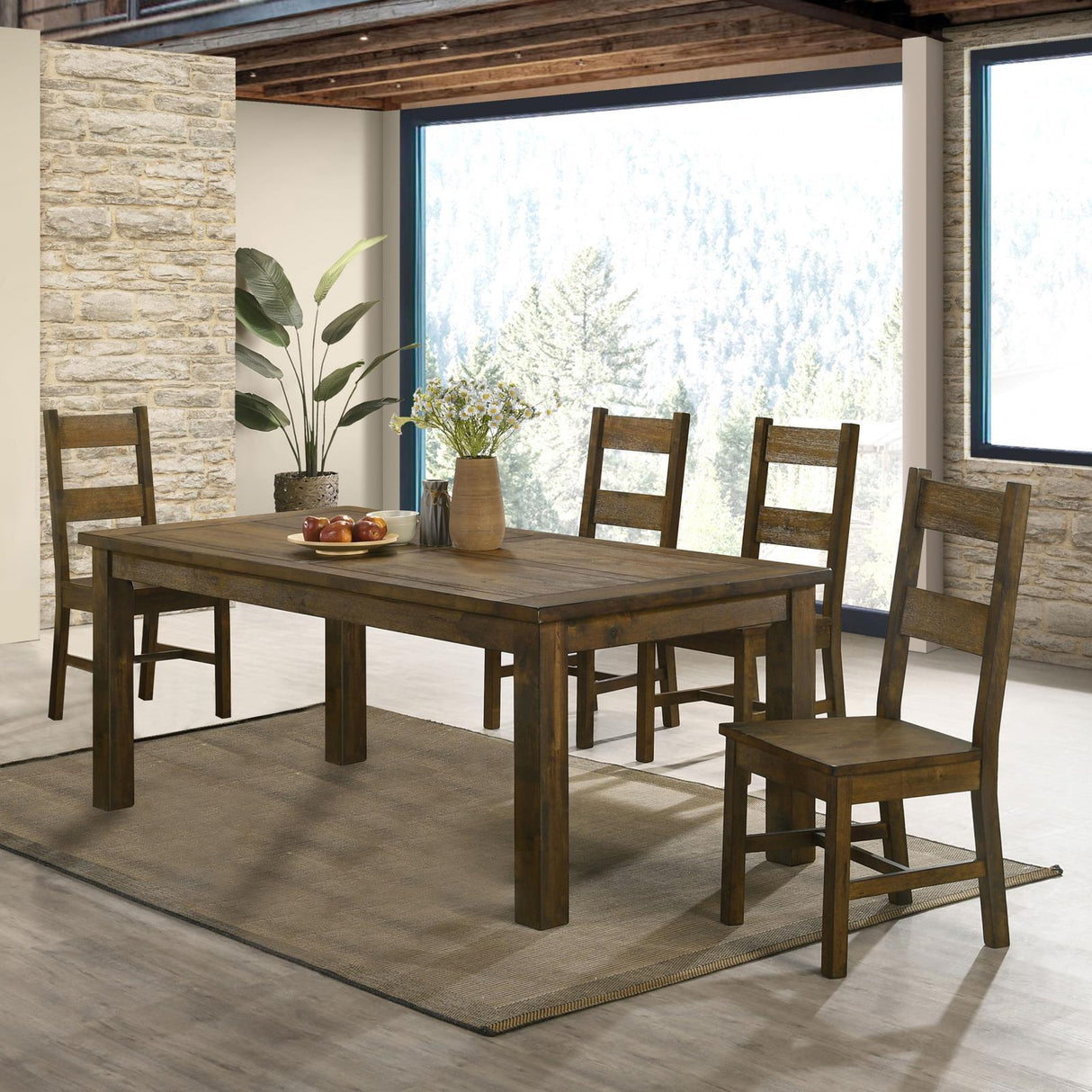 Coleman Rustic Golden Brown 5-Piece Dining Set by Coaster at Eve Furniture