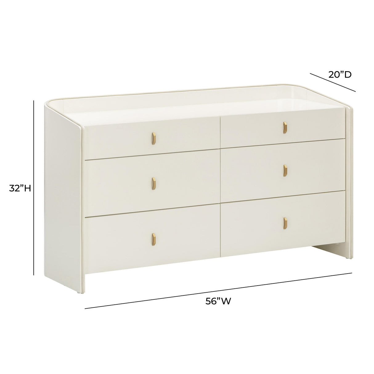 Collins Cream 6-Drawer Dresser by TOV Furniture at Eve Furniture