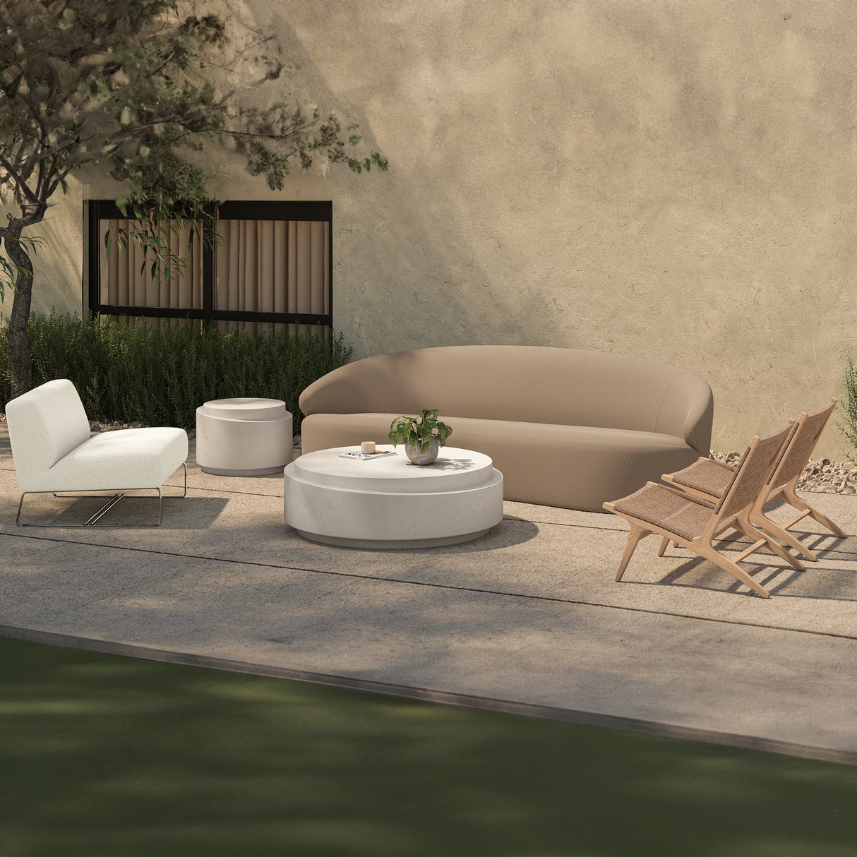 Cosmo Off White Outdoor Accent Table by Moe's Home at Eve Furniture
