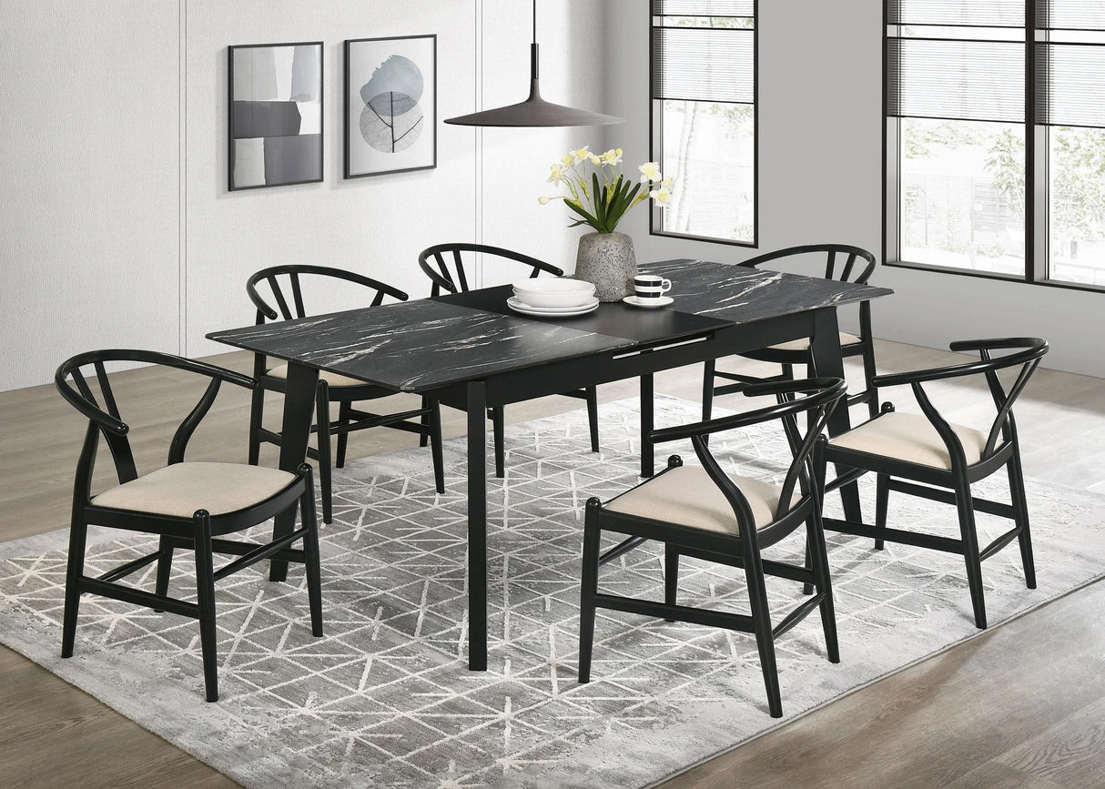 Crestmont Black 7-Piece Dining Set with Extension Leaf by Coaster at Eve Furniture