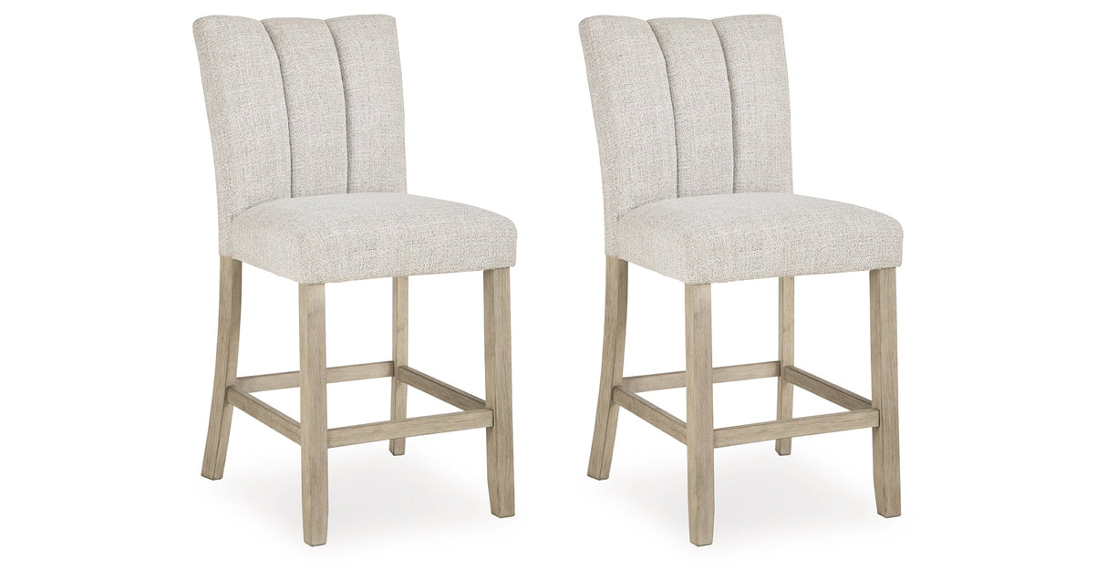 Larawyn Bisque Counter Height Barstool, Set of 2 by Ashley at Eve Furniture