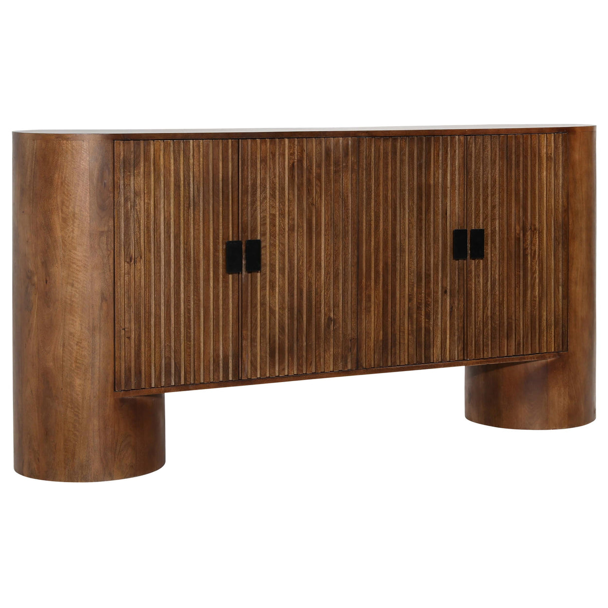 Stephenson 4 Door Sideboard, Medium Brown by Dovetail at Eve Furniture