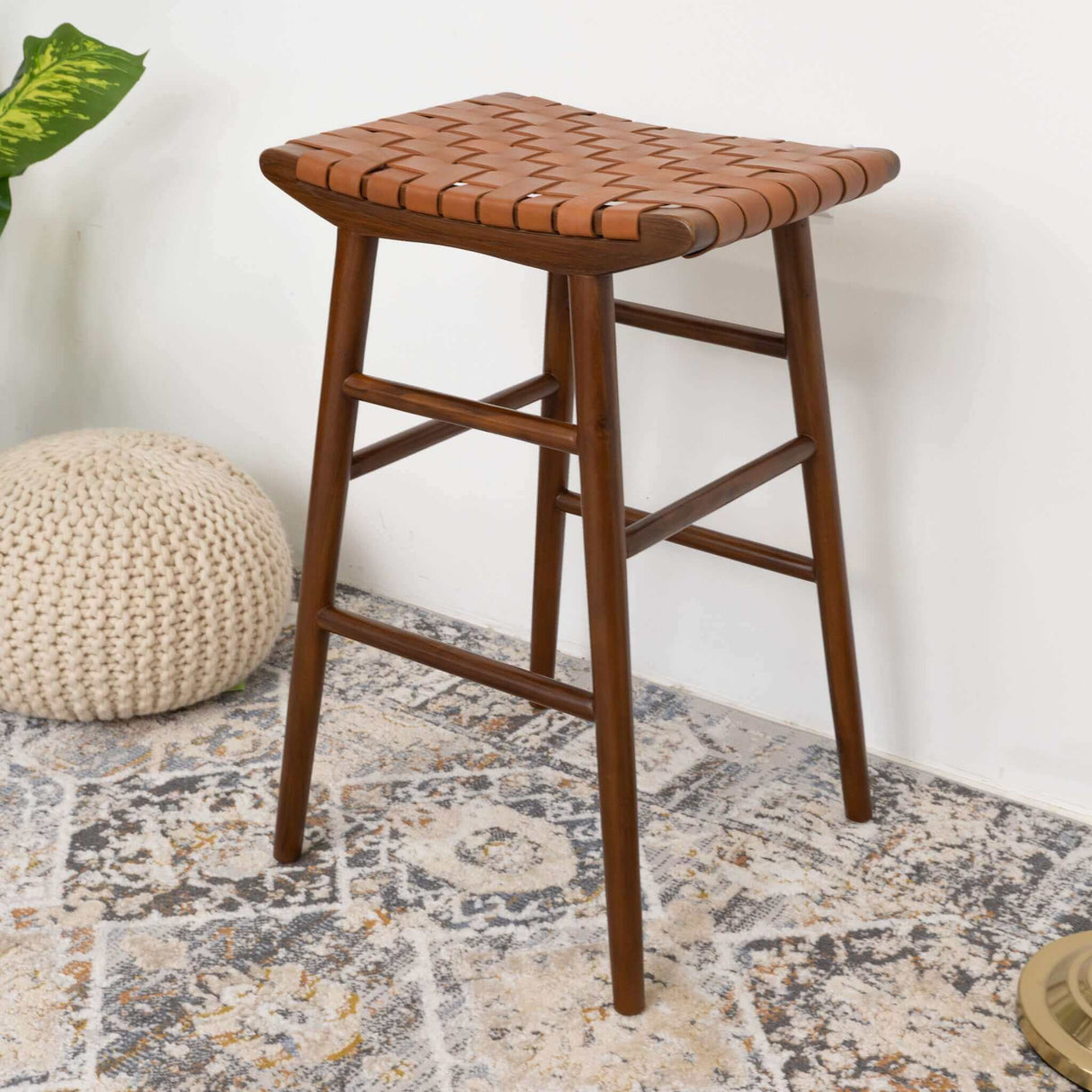 Maya 30" Genuine Leather Stool In Tan by Ashcroft Imports at Eve Furniture
