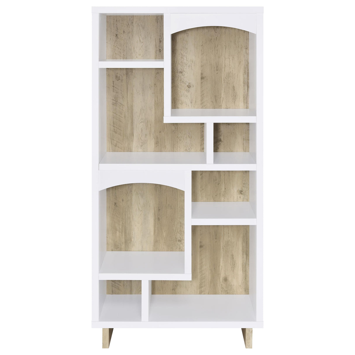 Dalton White and Distressed Pine 65-inch 6-shelf Bookcase by Coaster at Eve Furniture