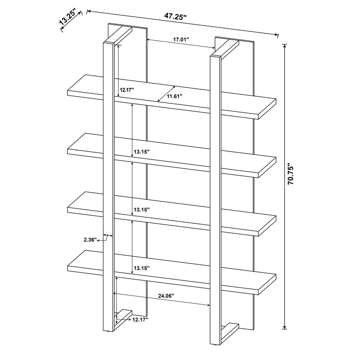 Danbrook Bookcase with 4 Full-length Shelves by Coaster at Eve Furniture